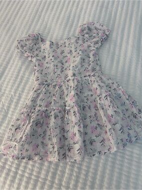 Draper James White Dress with Pink Floral Print Cotton Size 5